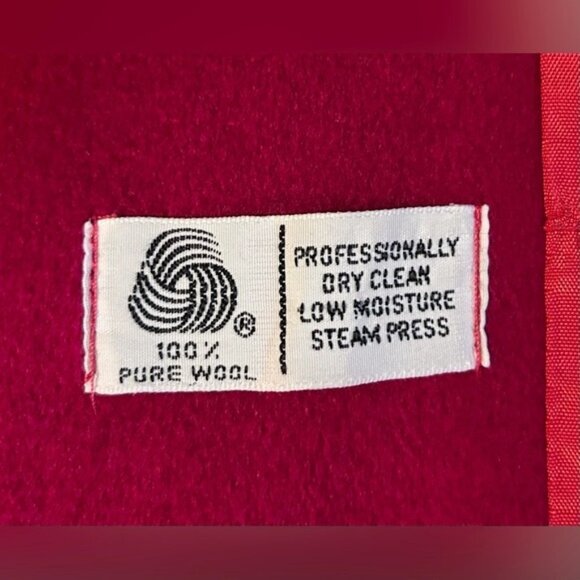 Vintage Alorna Long Red Wool Black Velvet Collar Double Breasted Maxi Coat~M~ - Picture 8 of 8